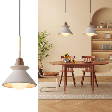 9.4" Concrete Pendant Lights, Nordic White Ceramic Pendant Light Fixture