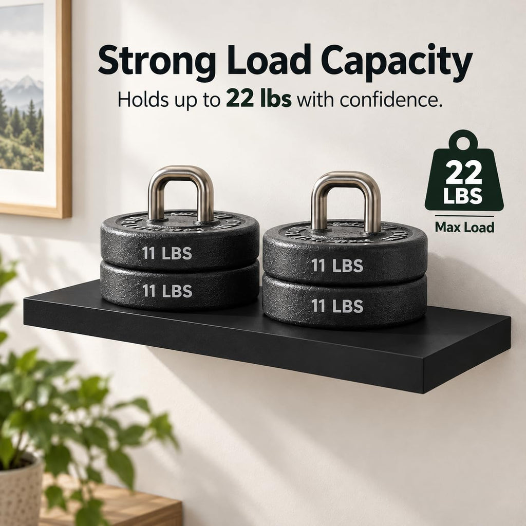 36" Floating Shelf, Bath, Kitchen, Living Room, Black