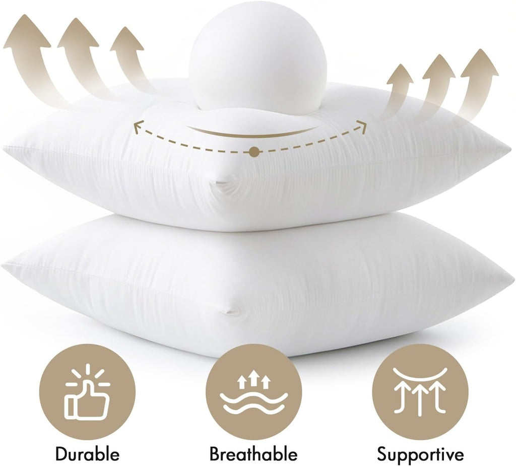 18x18 Pillow Inserts 4 Pack, 100% Virgin Fiber Filling Throw Pillows - Set of 4
