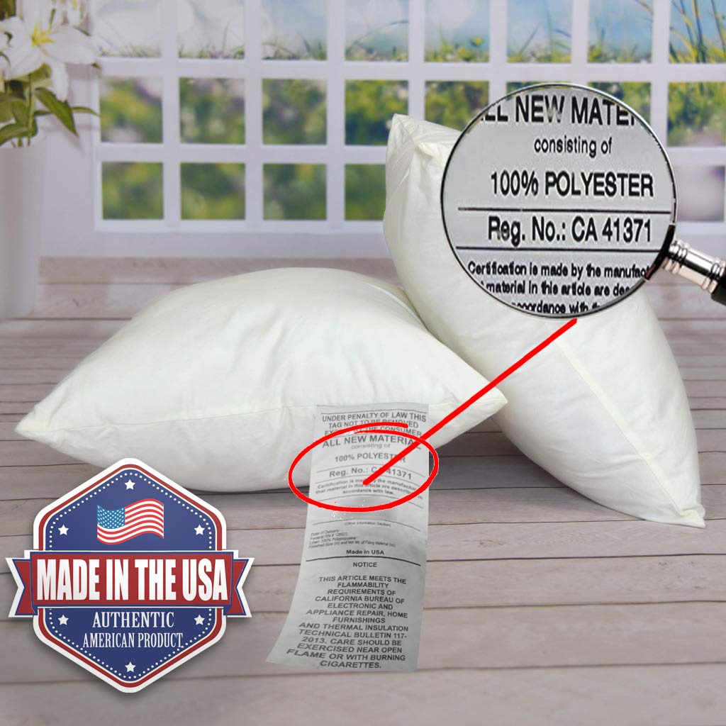 2 Pack Pillow Insert 26x26 Hypoallergenic Square Form Sham Stuffer Standard White Polyester Decorative Euro Throw