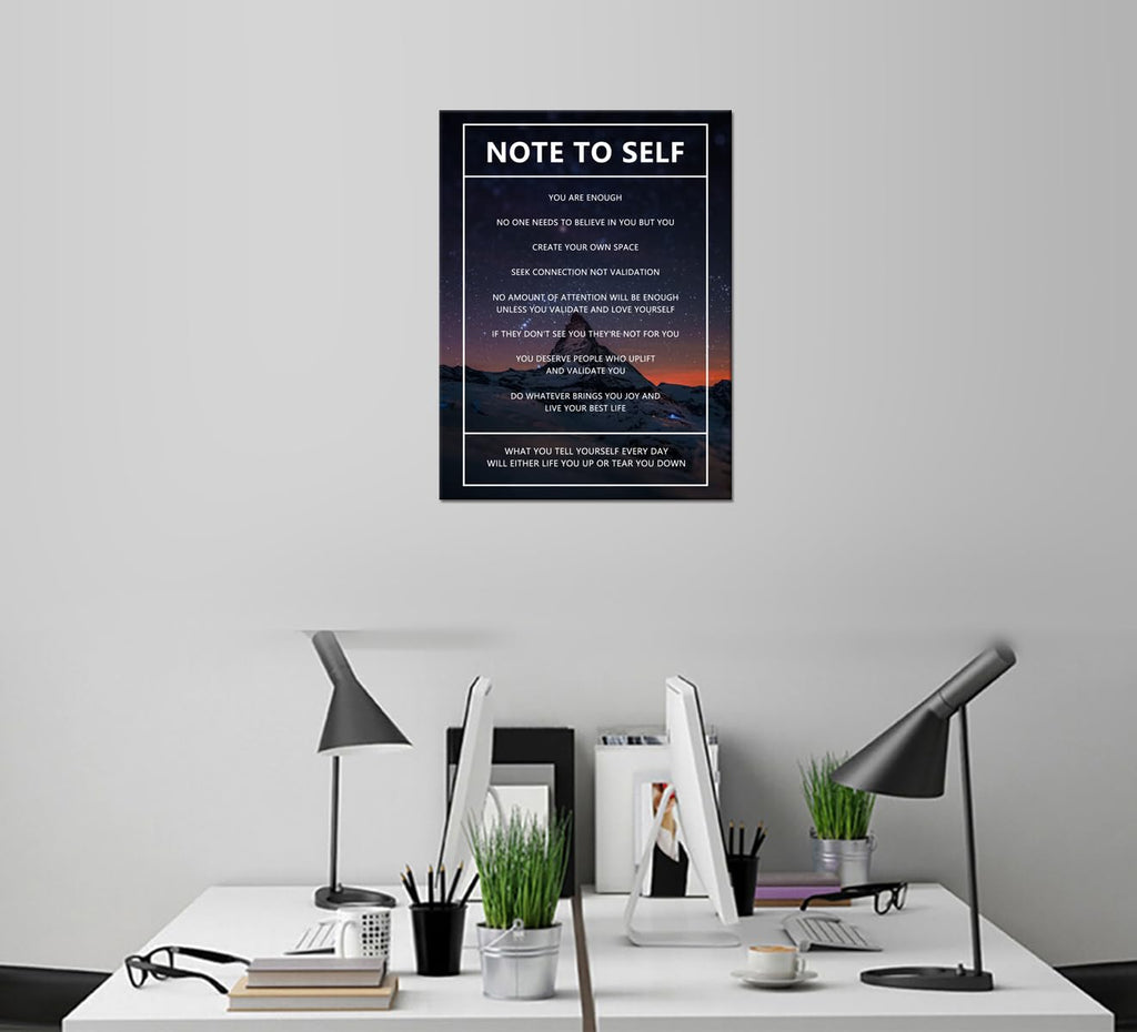 Note to Self Motivational Canvas Wall Art Snow Mountain Starry Sky Inspirational Poster Inspiring Canvas Painting
