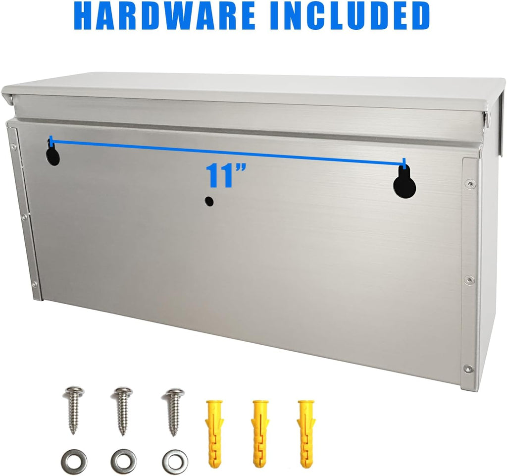 Stainless Steel Wall Mounted Mailbox Outdoor Mailbox with Rain Cover