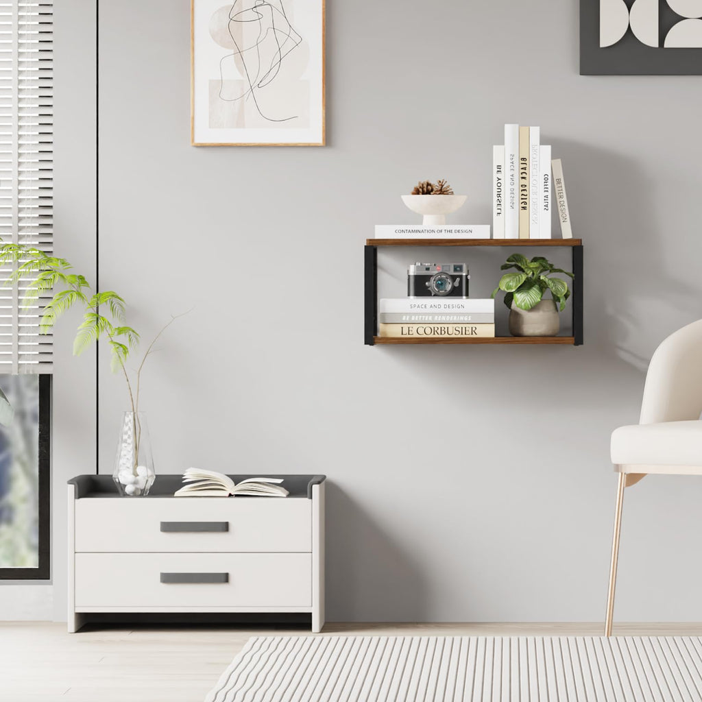 Floating Nightstand Set of 2, Wood Bedside Shelf Wall Mounted Nightstand, Floating Bedside Table (Black)