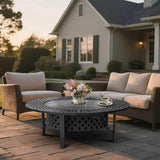 47 Inch Fire Pit with 2 Grills, Wood Burning Fire Pits for Outside with Lid & Poker, BBQ& Outdoor Firepit & Round Metal Table 3 in 1 for Patio - Image 3