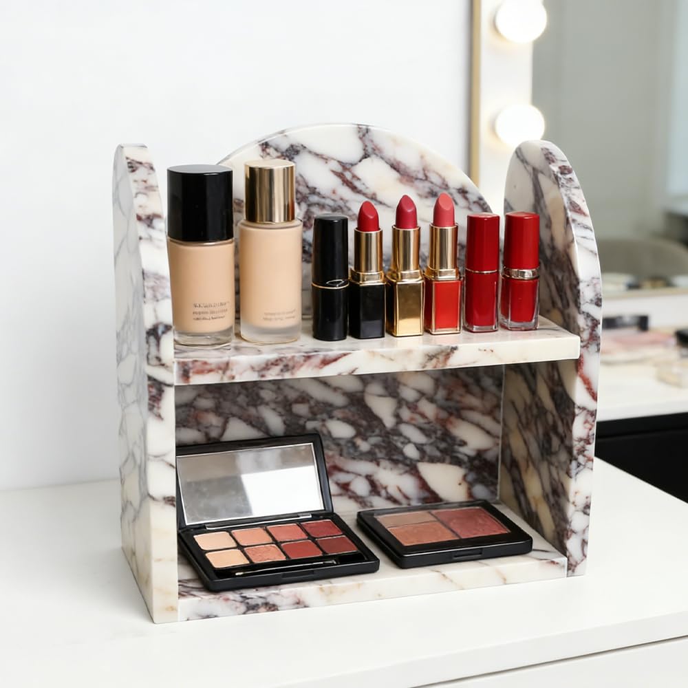 Marble Shelf Bathroom Counter Organizer and Storage 2-Tier