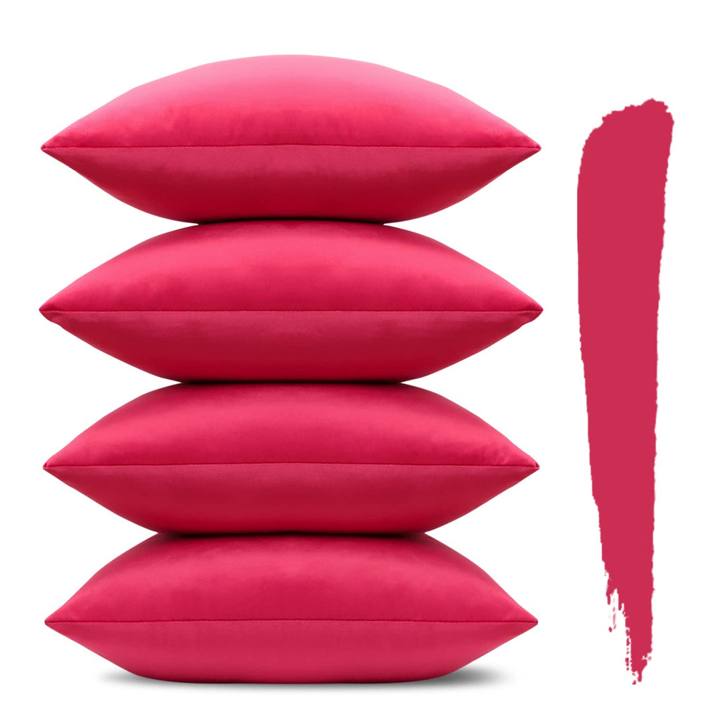 Set of 4 Decorative Throw Pillow Covers Soft Velvet Solid Square Pillow Cases Luxury Cushion Covers Case for Sofa Car