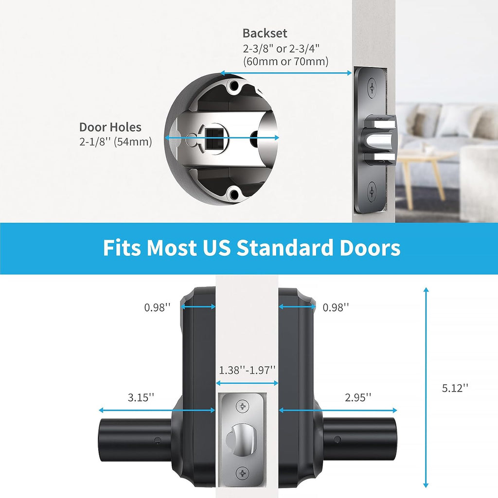 Keyless Entry Door Lock with Handle, Digital Keypad Door Knob, Smart Electronic Lock with Code, Touchscreen