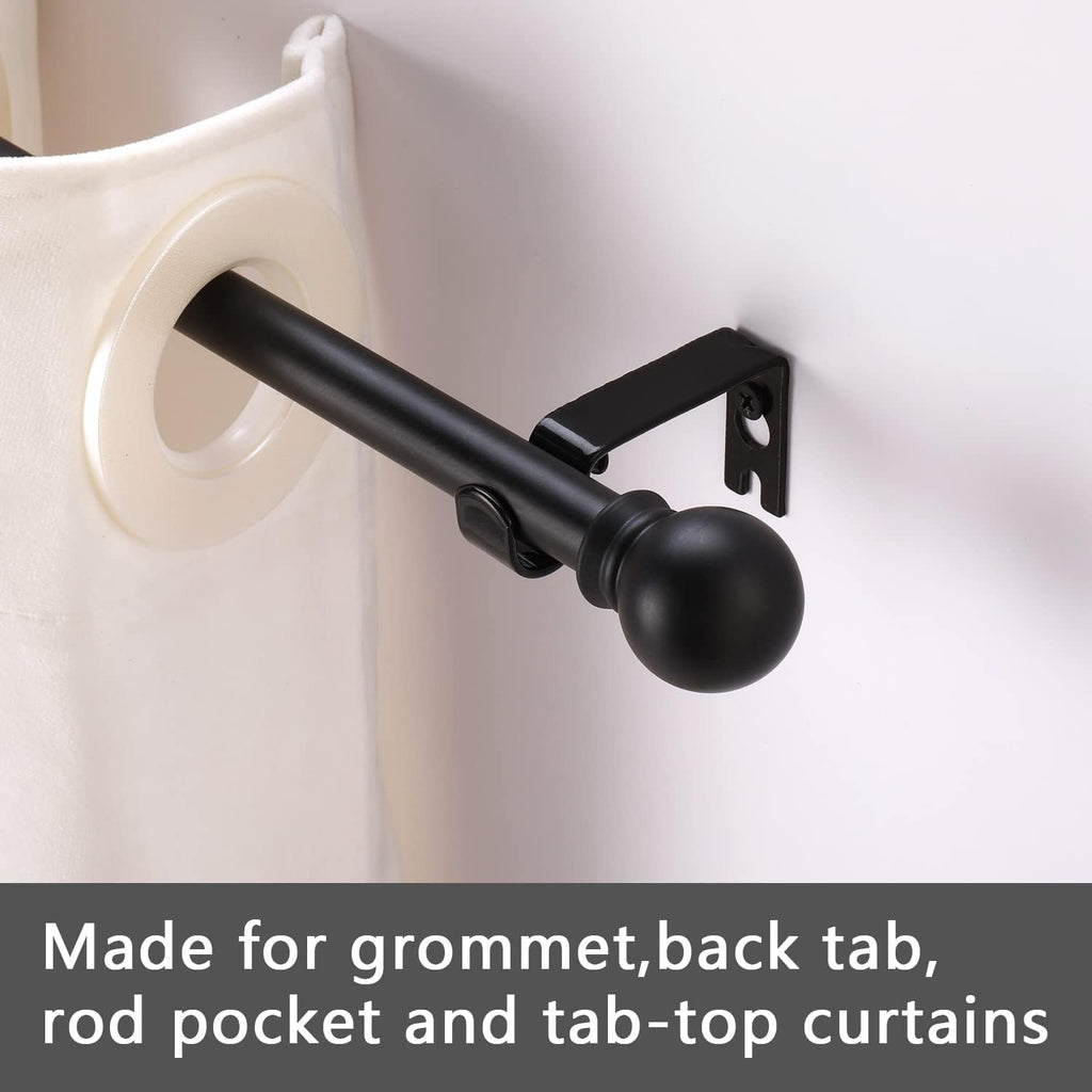 Curtain Rods for windows, 5/8 inch Decorative Matte Black Splicing Heavy Duty Metal Curtain Rod set