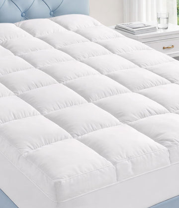 Queen Cotton Mattress Topper, Extra Thick Pillow Top Mattress Pad | 100% Pure Cotton Surface, Cooling Plush Bed