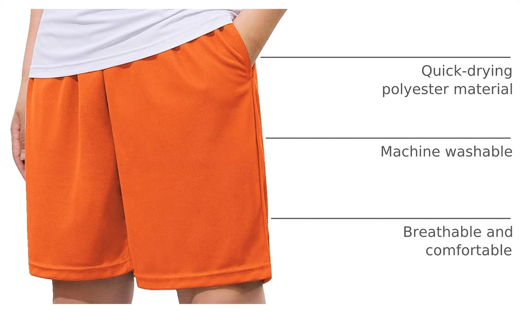 Boys Athletic Shorts Youth Quick Dry Soccer Basketball Running Gym