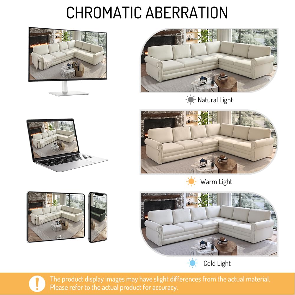118" Sleeper Sofa Bed, Sectional Couches /Apartment, Chenille L Shaped Couch with Pull Out Couch Bed, Convertible
