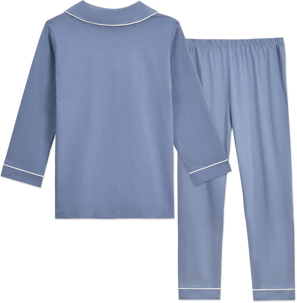 Unisex Kids Pajamas Set Button-Down Long Sleeve for Boys Girls