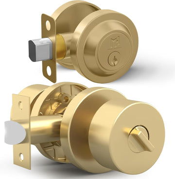Buena Entry Door Knob & Deadbolt Gold (1-Pack) - Keyed Combo