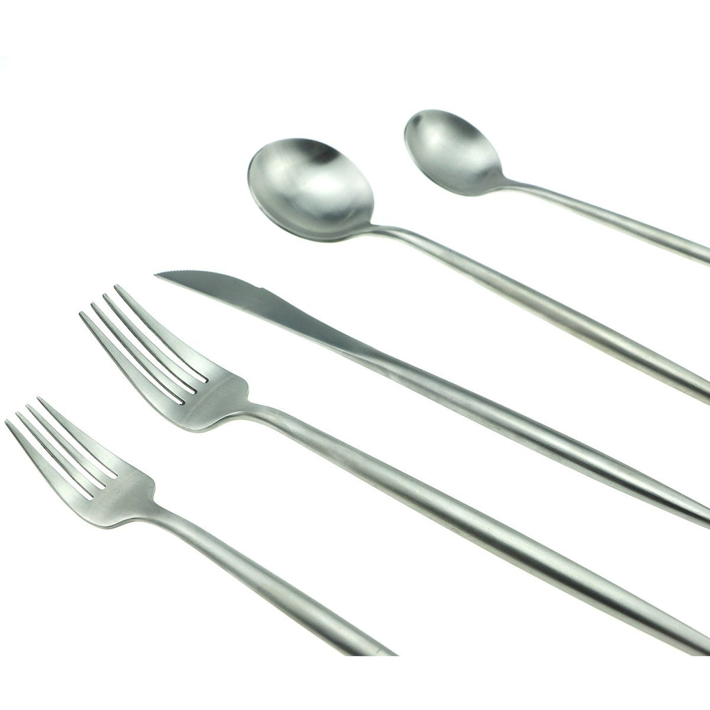 18/10 Stainless Steel 20-Piece Matte Silver Flatware Set, Dinner Knife Fork Salad Fork Dessert Spoon, Service for 4