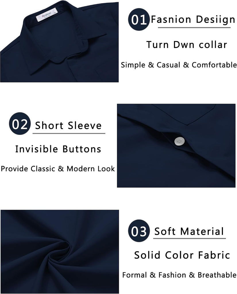 Boys Short Sleeve Dress Shirts Solid Button Down Shirts
