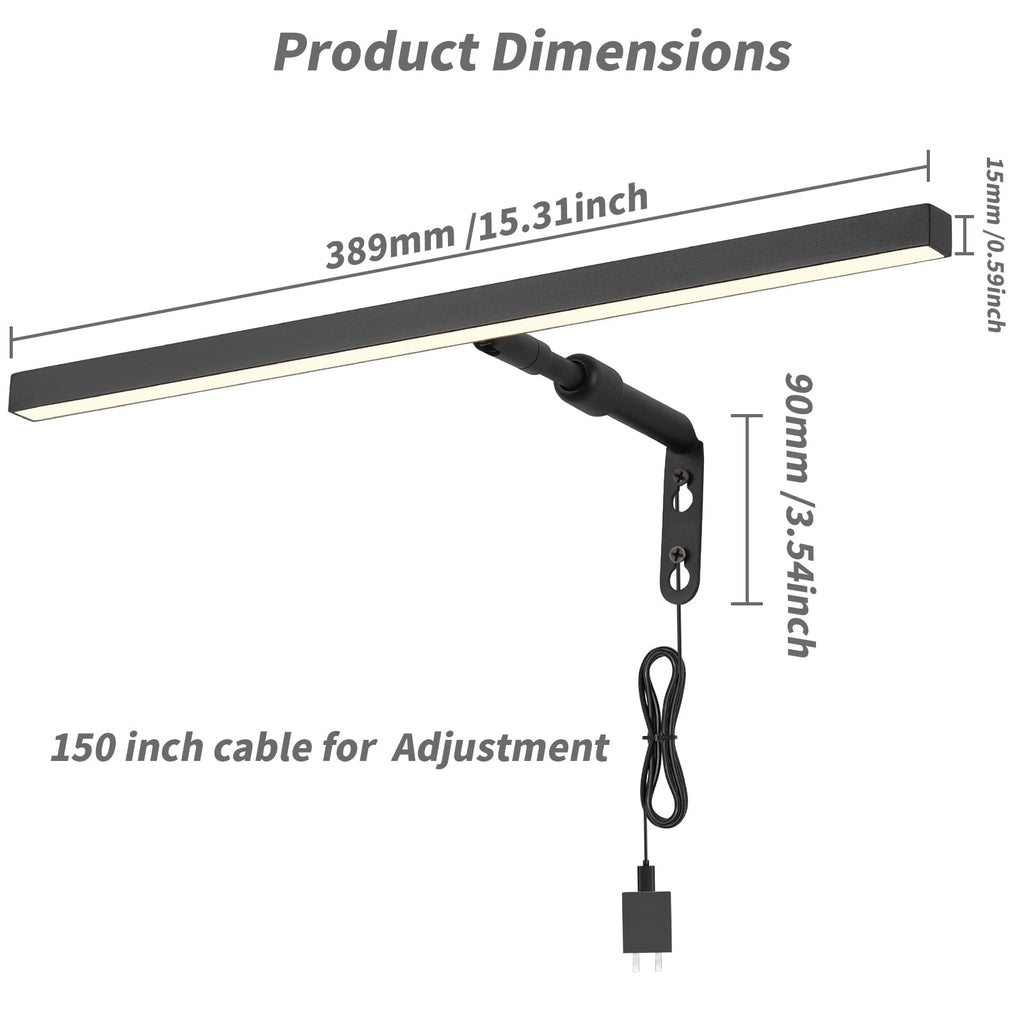 Picture Lights for Paintings Plug in, 16" 4W Adjustable LED Picture Light Art Light with Timer, Remote Control