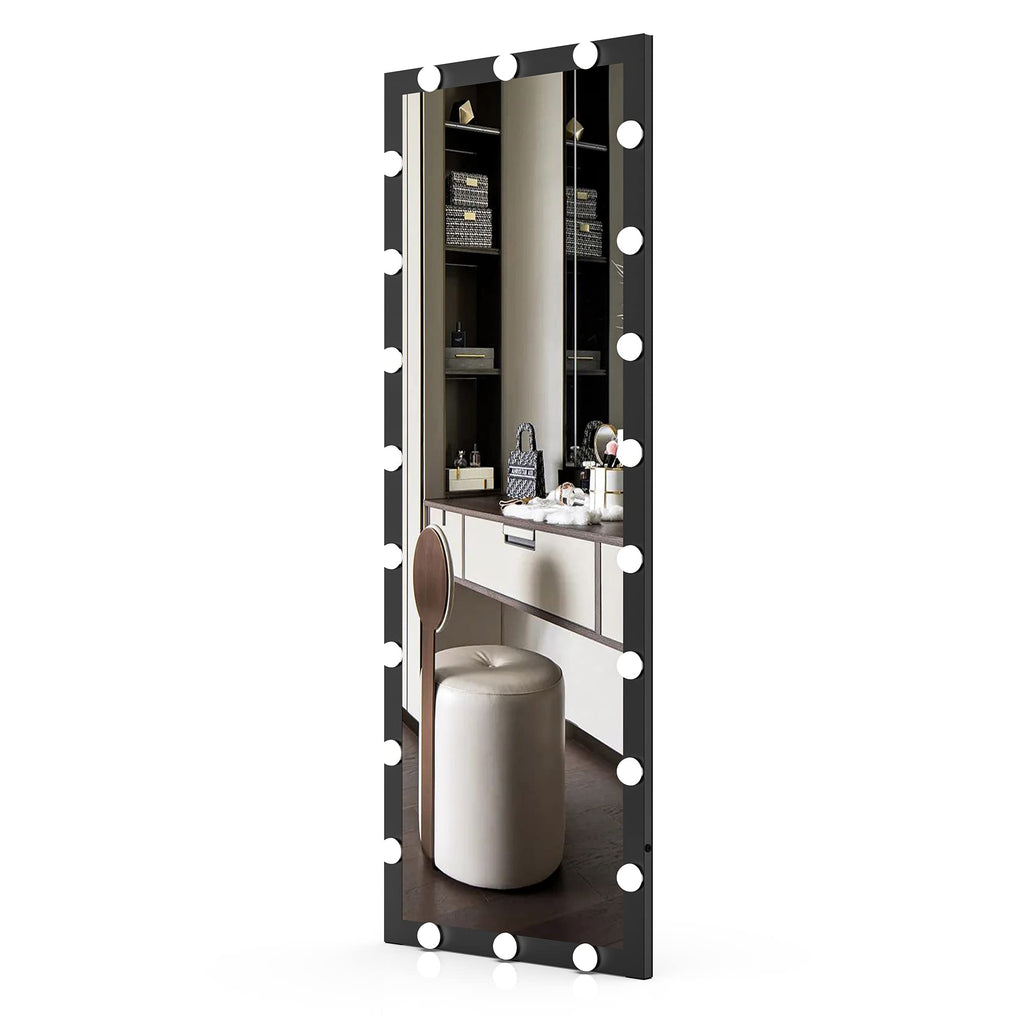 Full Length Mirror with Lights, 65" x 24" Led Standing Mirror, Wall Mounted and Floor Standing Bulbs, Wall Mounted