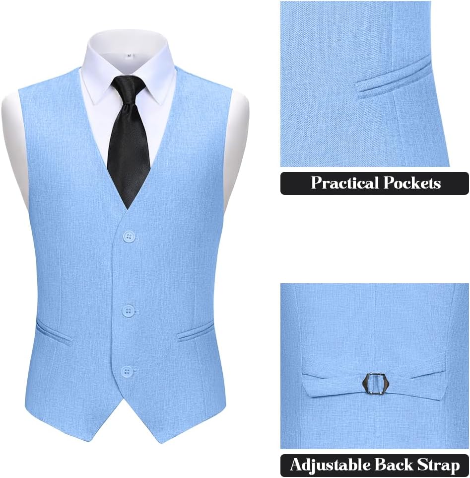 Kids Suits for Boys Casual Lightweight Beach Wedding Outfit Boys 3 Piece Linen Jacket Vest Pants Suit