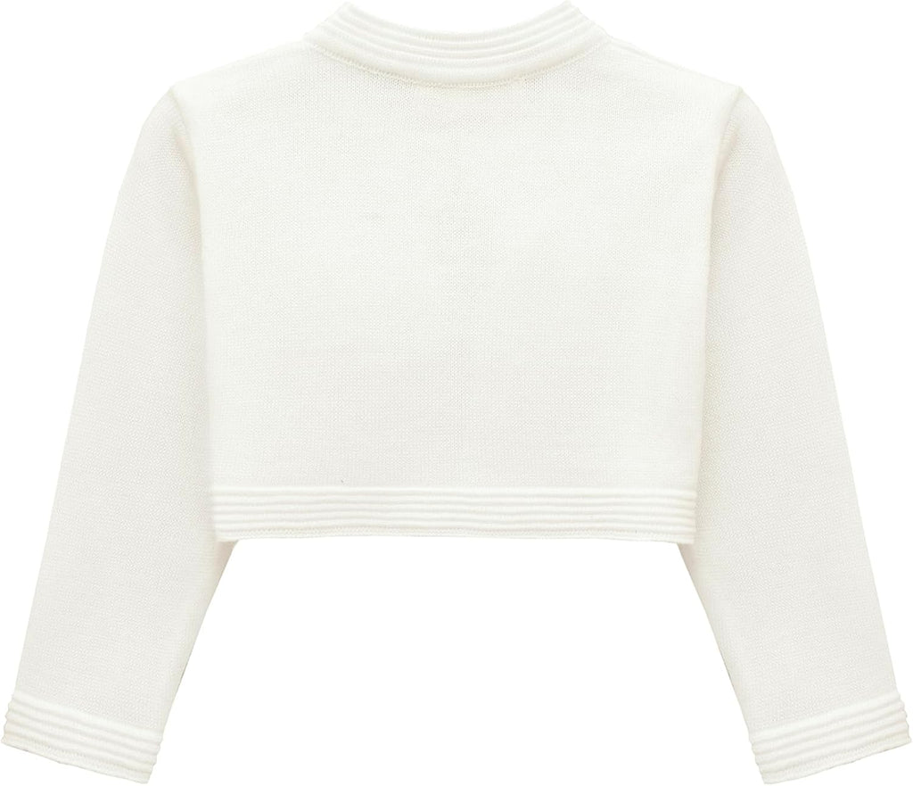 Baby Girls' Knit Long Sleeve Sweater, Bowknot Closure Bolero Cardigan