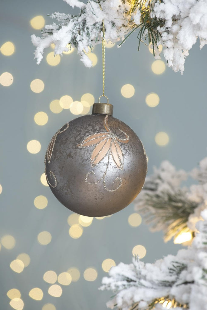 Glass Christmas Ball Ornaments Set of 6, 3.9-Inch Glitter Holiday Décor