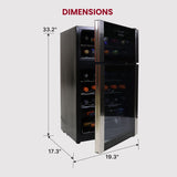 29 Bottle Wine Fridge - Wine Cooler with Glass Door, 3 Cu ft (86 L) Beverage Can