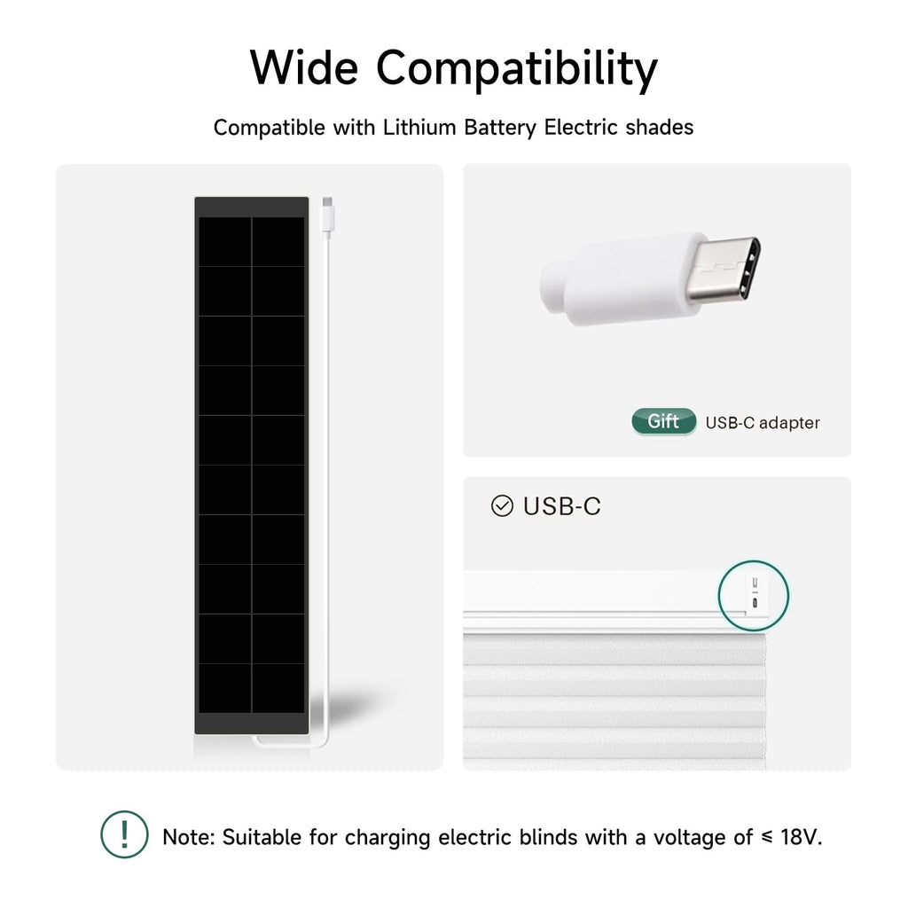 USB-C Solar Charging Panel, 5V Max 5.5W Power Wall Mount Solar Charger Accessory, Universal Compatible with Zebra