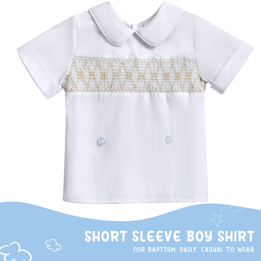 Baby Boy Smocked Outfit 2pc Back Button Baptism
