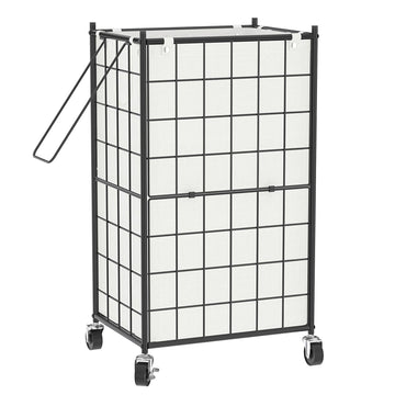 Rolling Laundry Basket, Metal Wire Frame Laundry Hamper with Wheels