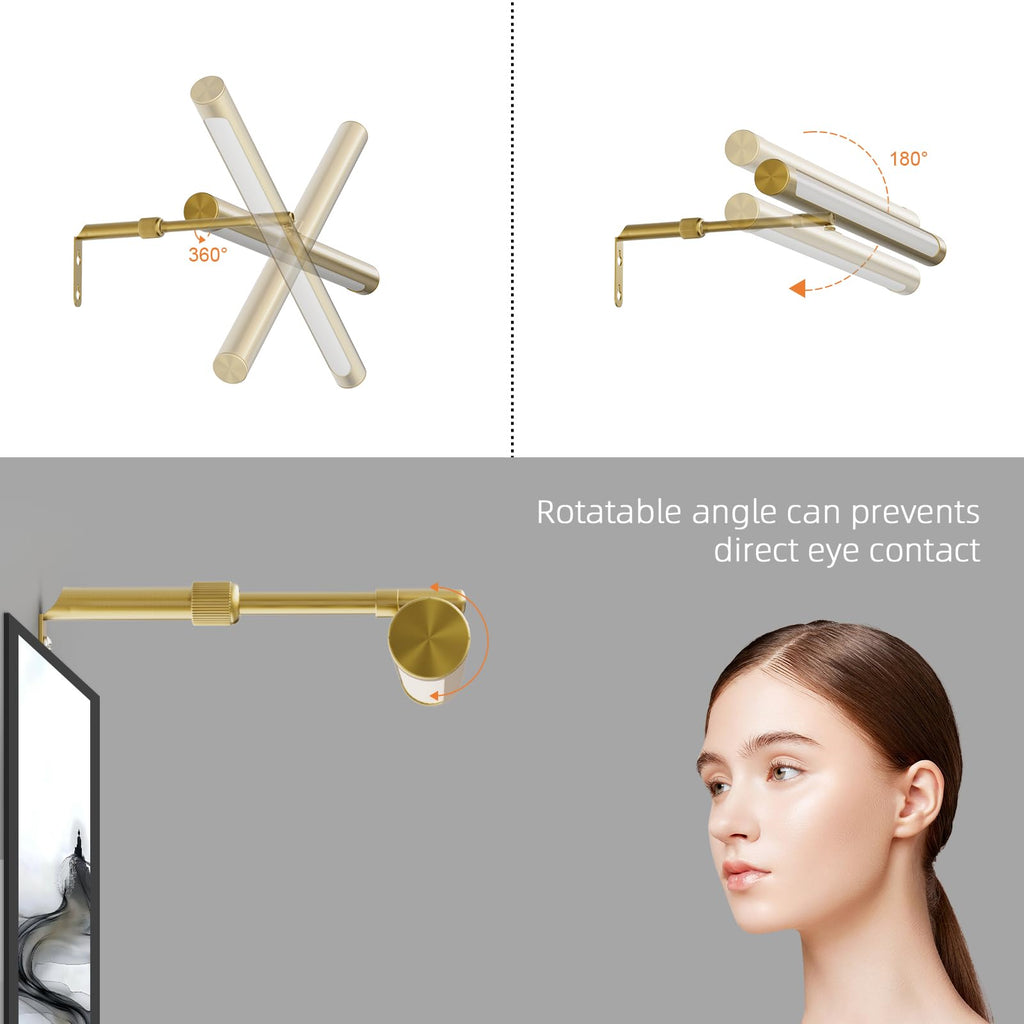 Picture Lights for Paintings Plug in, 16" Adjustable LED Gold Picture Light Art Light, Remote Control Gallery