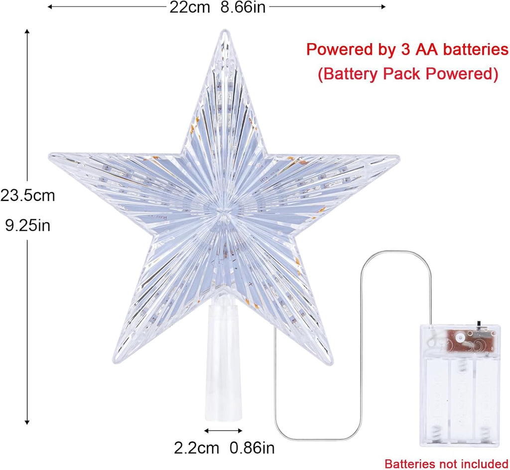 Christmas Tree Topper Star Warm White Light Christmas Tree Decor for Christmas Holiday Home Fit for General Size Xmas