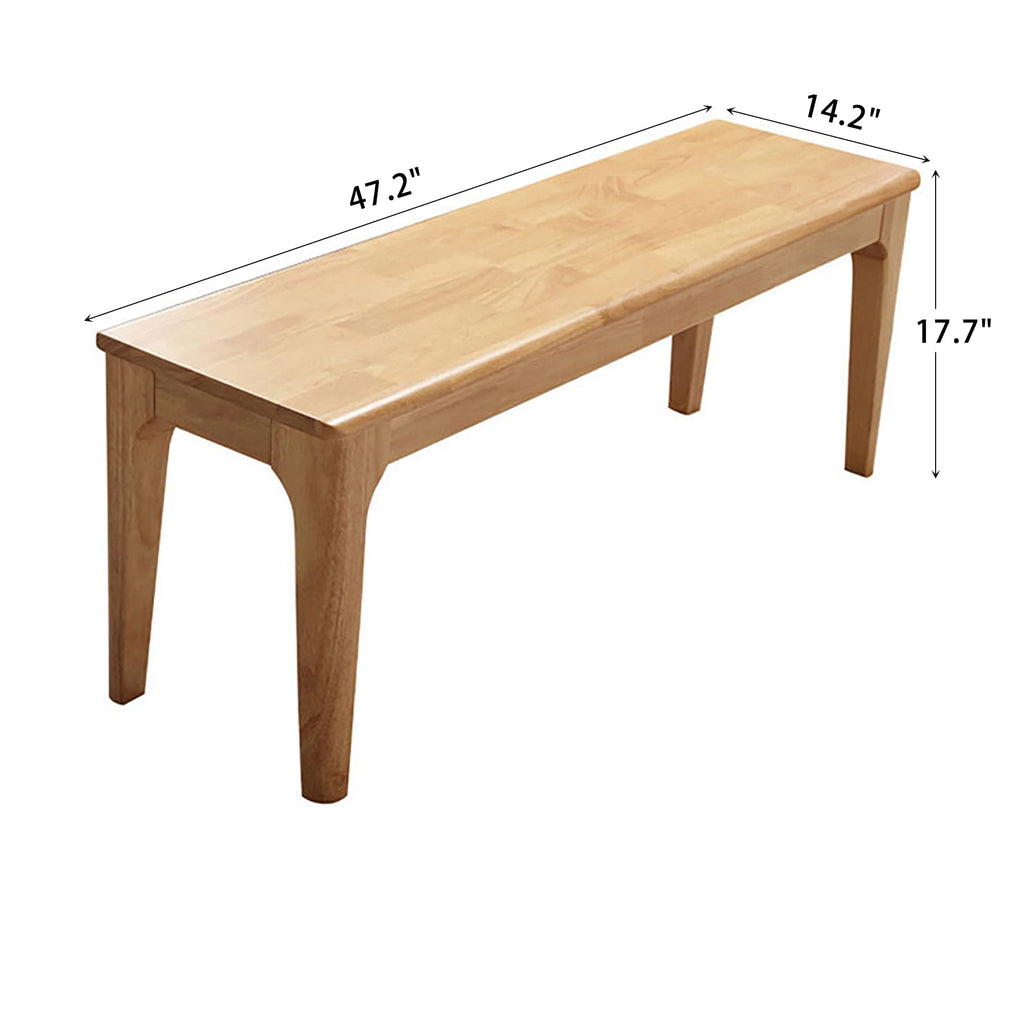 Wooden Entryway Bench, 47'' Indoor End of Bed Bench, 100% Solid Oak Wood (Wood Color)