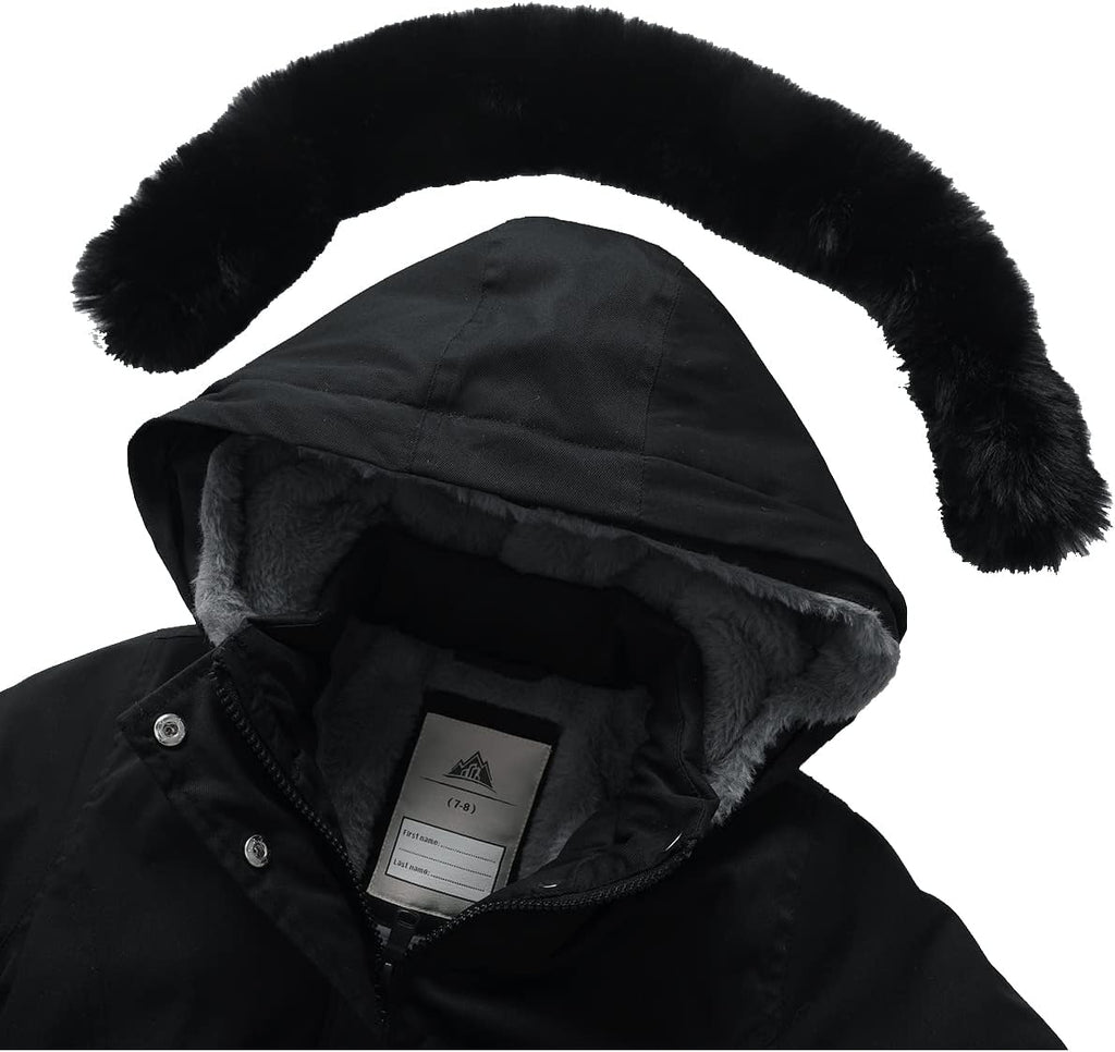 Girls Long Waterproof Winter Coat Kids Warm Hooded Parka