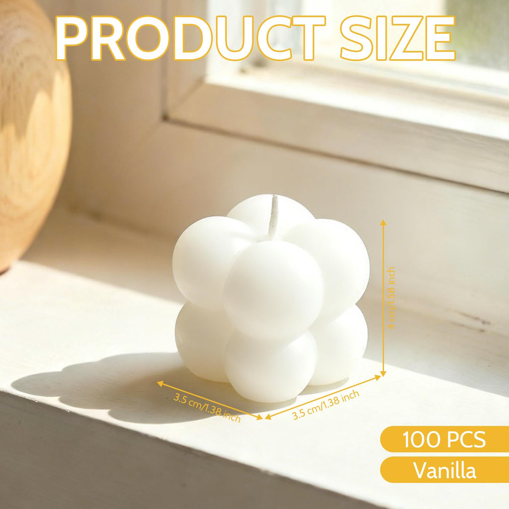100 Pieces Small Bubble Vanilla Soy Wax Candles Bulk - Handcrafted Mini Soy Candles for Wedding Favors, Bridal Shower