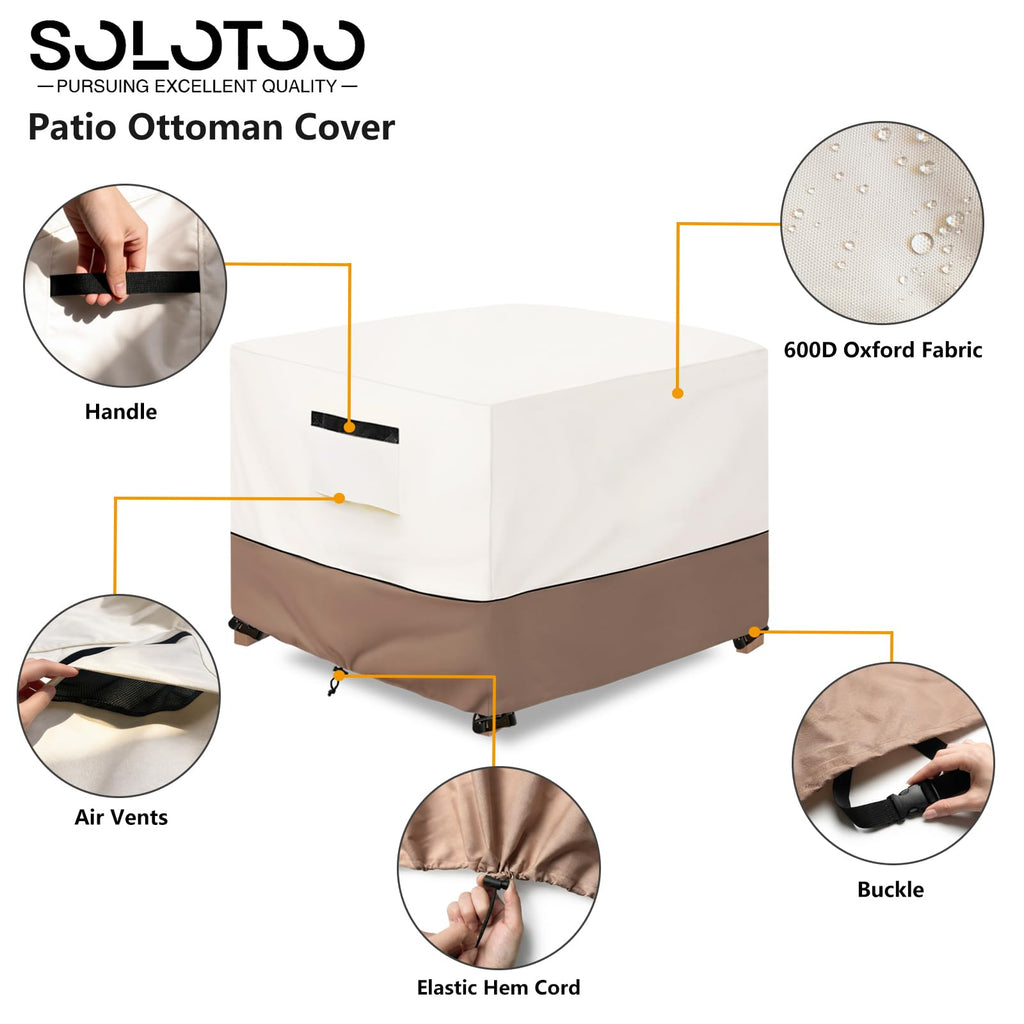 Outdoor Ottoman Cover Waterproof, 22" W x 22" D x 18" H