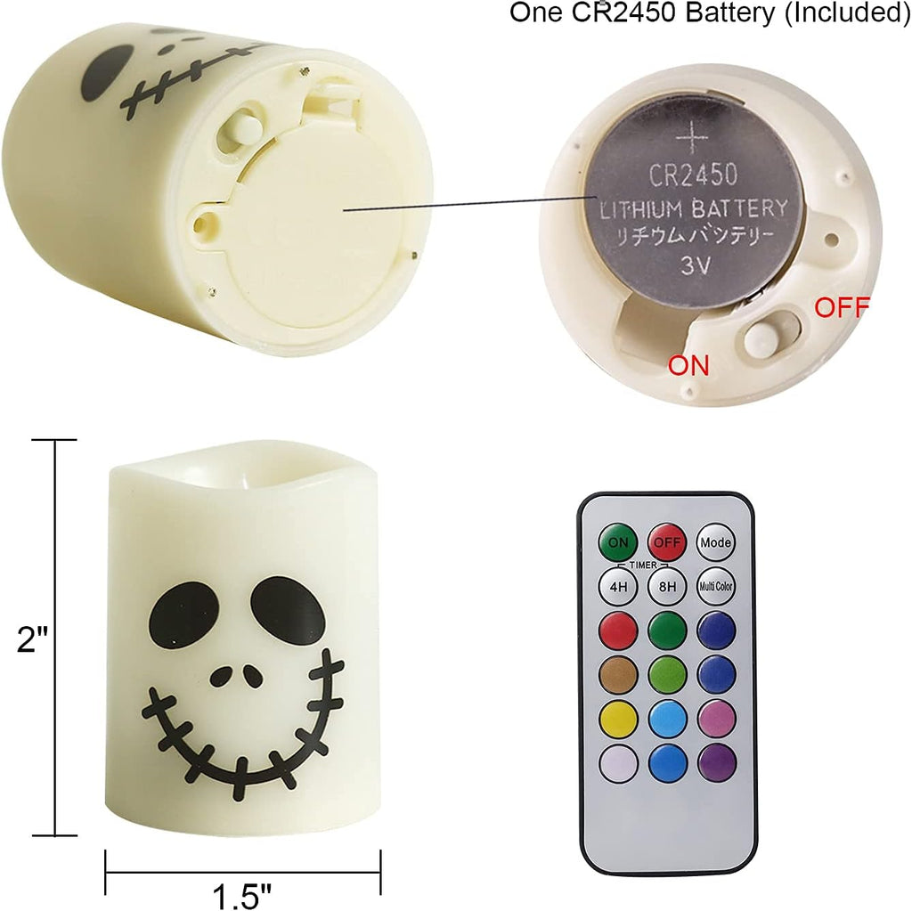Halloween Flameless Votive Candles Color Changing with Remote Timer - Set of 6