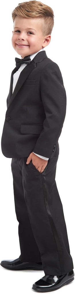 Boys' Piece Tuxedo Suit Set with Jacket, Pants, Dress Shirt & Bow Tie for Weddings & Special Occasions