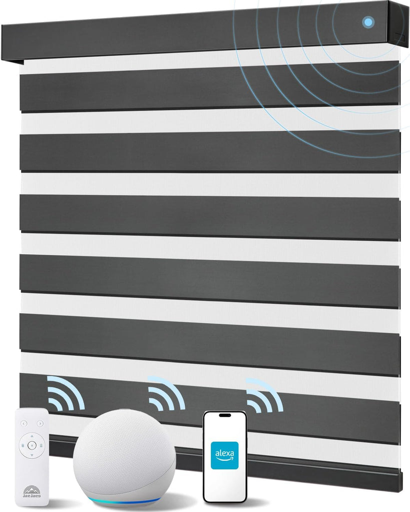 Smart Zebra Blinds for Windows, Alexa Motorized Blinds with  - Black