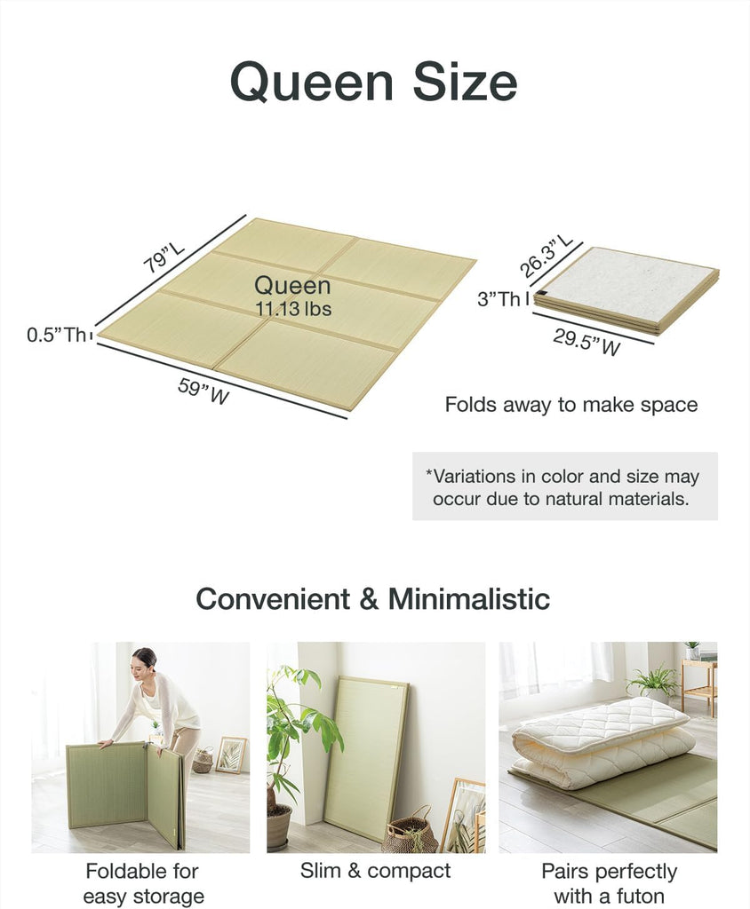 Tatami Mattress, Foldable Igusa Rush Grass, Natural