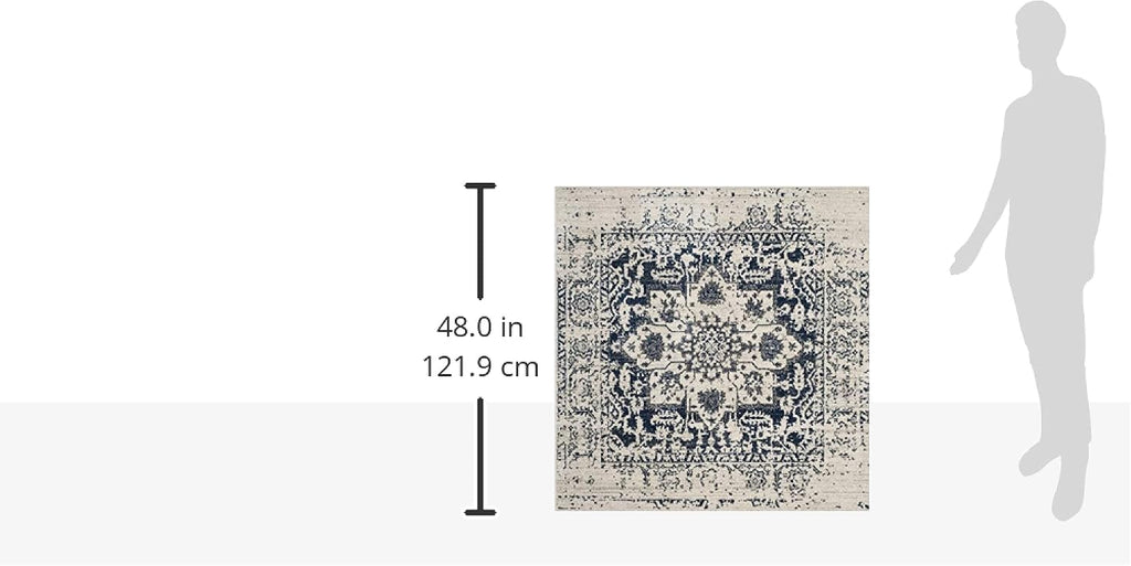 Madison Square Rug 4', Cream & Navy MAD603D