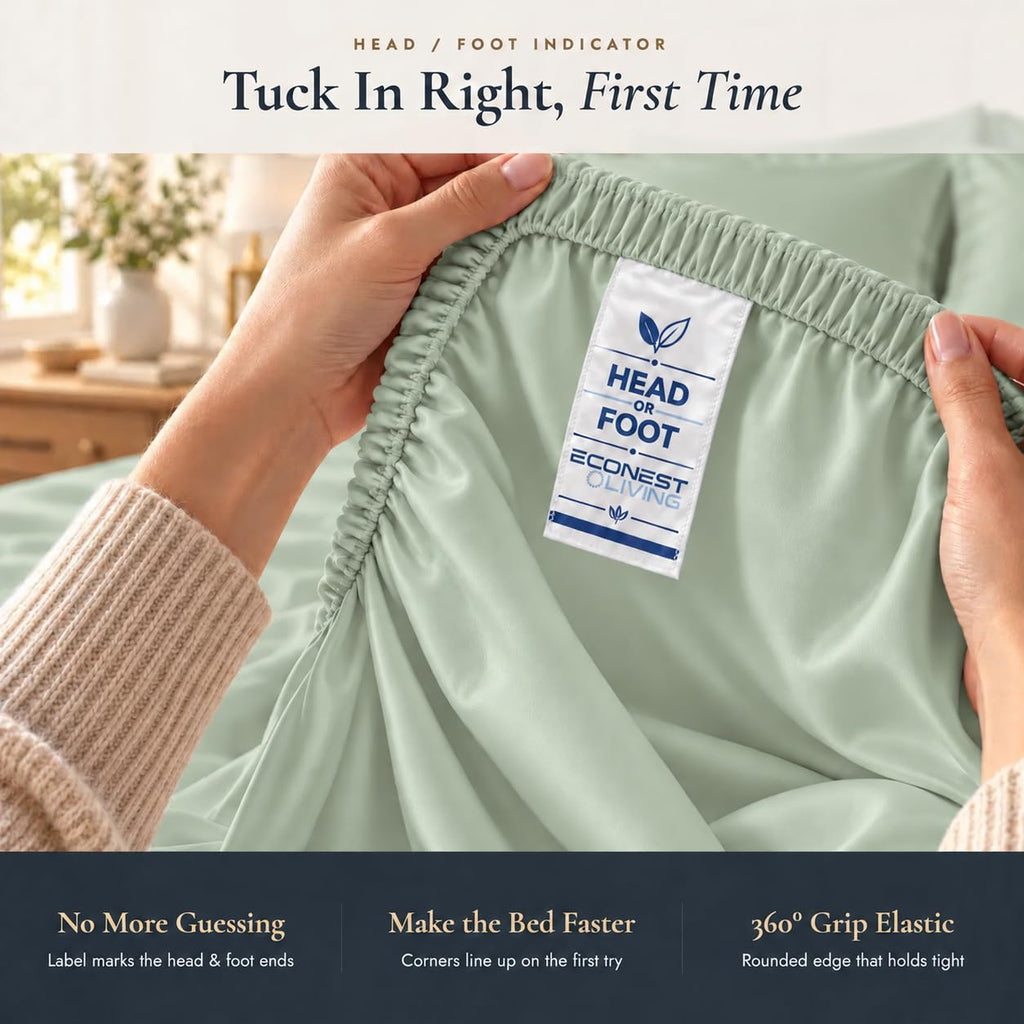Split King Sheets for Adjustable Bed, 7Pc Egyptian Cotton Bed Sheets, Sage