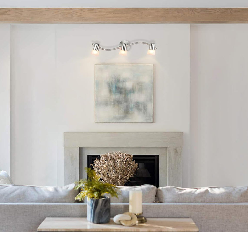 3 Light Curved Track Lighting Brushed Nickel