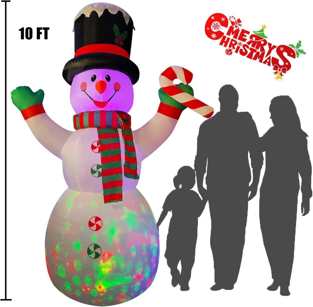 10 Ft Inflatable Christmas Snowman with Candy Decoration for Yard Lawn Garden Home Party Indoor Outdoor