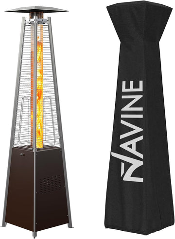 48,000 BTU Pyramid Patio Heater with Wheels, Cover, Hammered Bronze | Triple Safety Protection Propane Heaters