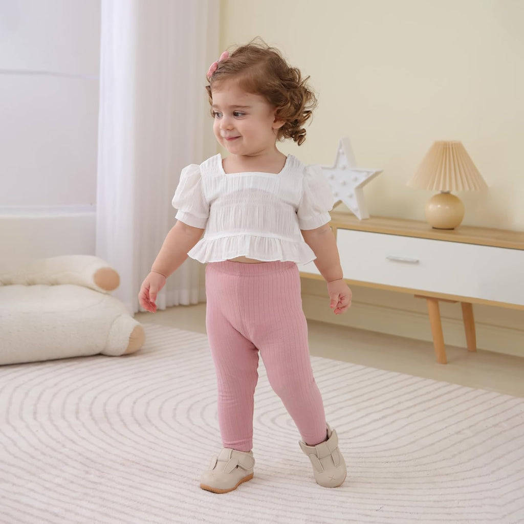 5 Pack Toddler Girl Leggings Ribbed Cotton Stretch Pants