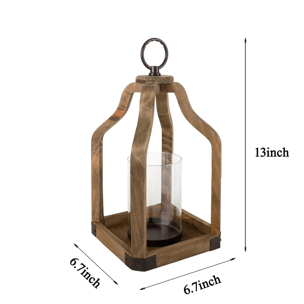Rustic Wood Lantern Candle Holder for Farmhouse Decor