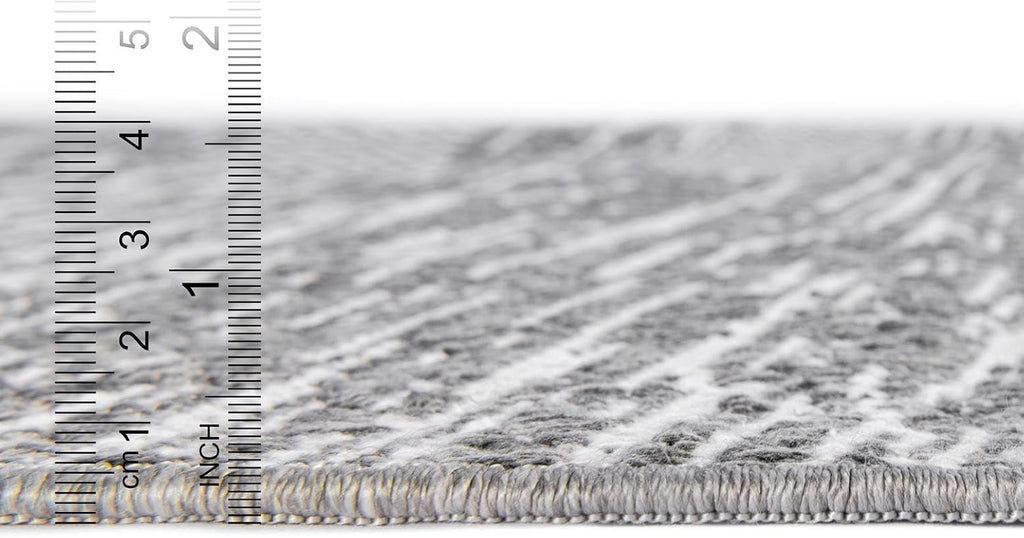 Abbey Rug - 9' 10 x 14' 1 Gray Textured Cotton Rug - Modern Striped Design, Large Area Rug
