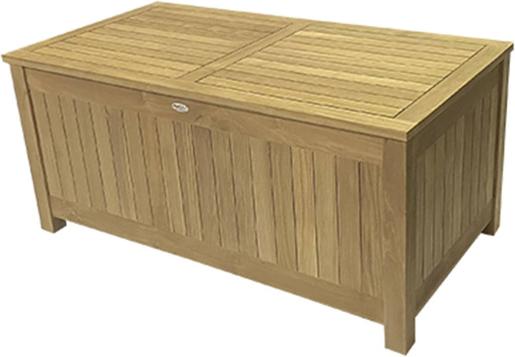 Teak Storage Box with Ventilated Sides (STBXL), 80-Gallon Outdoor Storage Chest, Patio Box with Lid, Premium