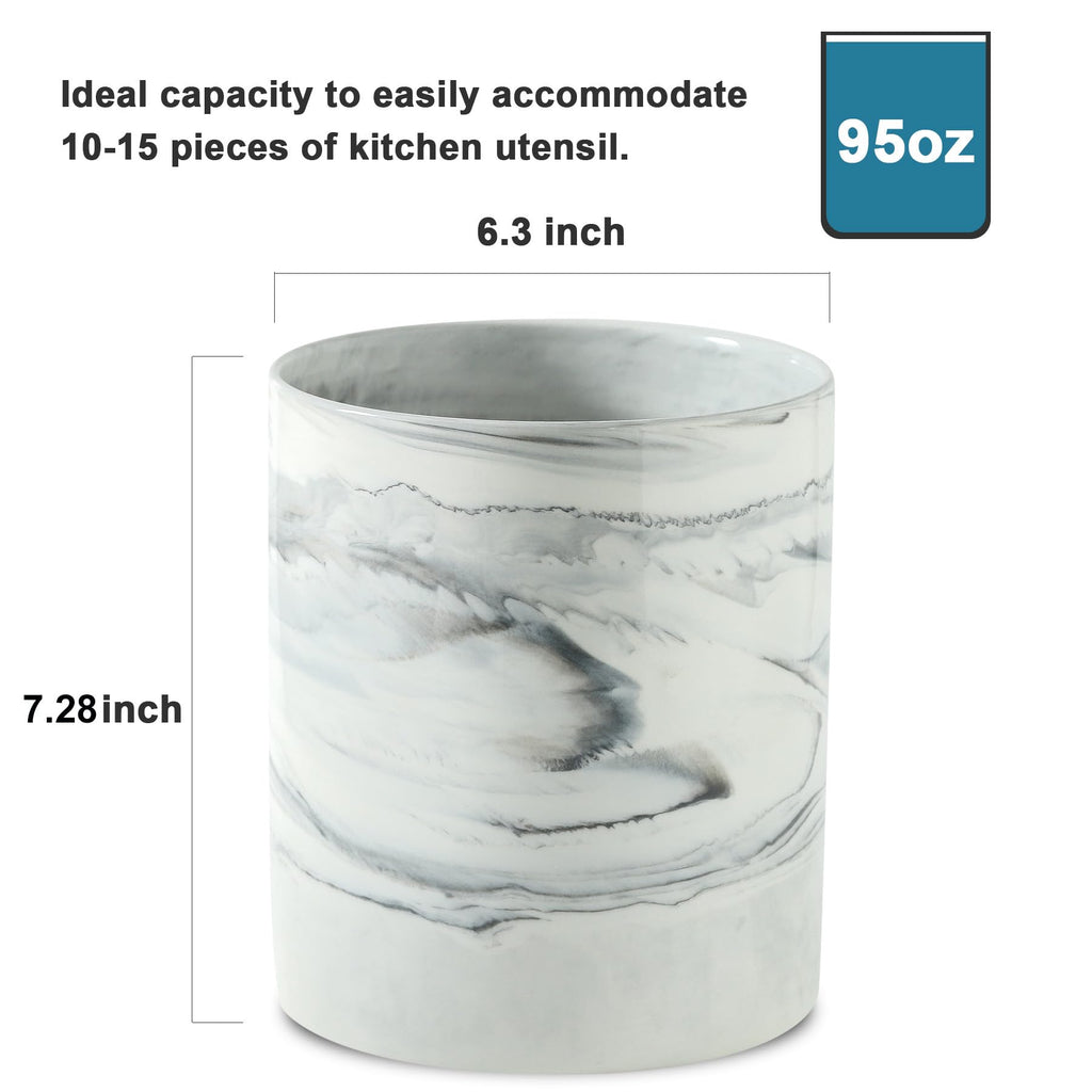 7.2 inch Large Utensil Holder Counter, Golden Marble Utensil Crock Spatula Holder for Countertop Cooking Tools