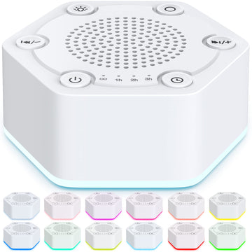White Noise Sound Machines with High Fidelity 30 Unique Non-Looping 12 Colors Night Light 4 Timers 10-Level