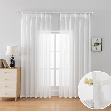 Off White Pinch Pleated Sheer Curtains 84inch Long 1 Panel